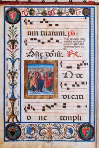 Piccolomini-Bibliothek: Chorbuch, cod. 26.R, ff. 29v mit „Christus und alle Heiligen“, von Giovanni di Taldo