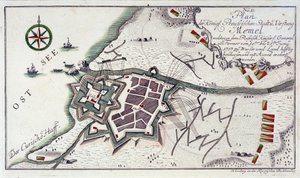Plan von Memel während der Kapitulation der Stadt, 27. Juni bis 5. Juli 1757 von Unbekannter Künstler