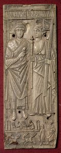 Plakette, die Basiliscus, Kaiser des Ostens (gest. 478) mit einem Wagenrennen darunter darstellt, Römisch, 480 n. Chr.