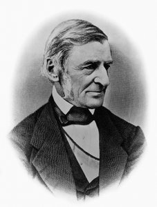 Porträt von Ralph Waldo Emerson (1803-1882), amerikanischer Philosoph, Dichter, Schriftsteller, Essayist und einer der Gründer der Transzendentalismus-Bewegung, Gravur nach Fotografie von William M. Timlin