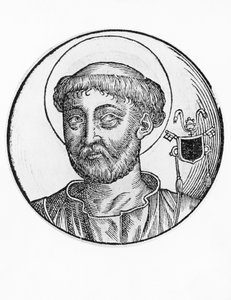 Porträt von Saint Lucius I (gestorben 254), 22. Papst der katholischen Kirche ab 253, Gravur von William M. Timlin