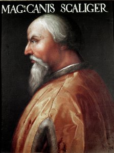 Porträt des Herrn von Verona Can Francesco della Scala genannt Cangrande I (1291-1329) Anonymes Gemälde. Galleria degli Uffizi (Offices), Raccolta Gioviana von Unbekannter Künstler