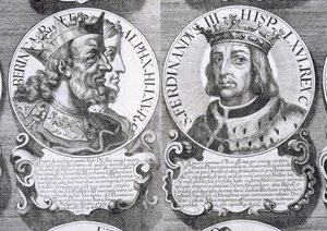 Porträts von Berengaria von Kastilien und Ferdinand III. von Kastilien (Lithografie) von Unbekannt