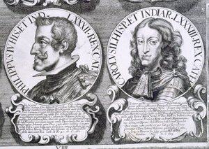 Porträts von Philipp IV. und Karl II. (Lithografie) von Unbekannt
