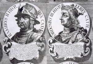 Porträts von Ramiro II. und Ordono III. (Lithografie) von Unbekannt