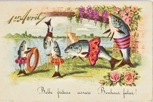 Postkarte: 1. April/April-Fisch