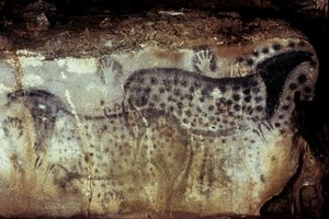 Prähistorische Höhle von Pech Merle/Fleckpferde und negative Hände/25.000 Jahre/Cabrerets/Lot/Midi Pyrenees/Frankreich. von Unbekannt