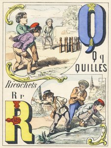 Q R: quilles, ricochets - Spiele Alphabet, ca. 1890 von Unbekannt