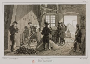 Rohstoffverarbeitung, Metallurgie Erzzerkleinerung, Deutschland, ca. 1851