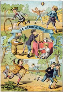 Freizeit im Schulhof (Illustration aus „Alphabet des petits ecoliers“) von Unbekannt