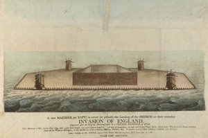 Darstellung des französischen Floßes, das 1798 Großbritannien erobern sollte (Gravur)