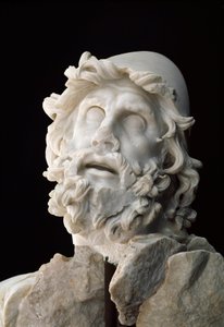 Römische Kunst: Gruppe von Polyphemus blind: Kopf des Odysseus - Marmorskulptur, 1. Jahrhundert v. Chr. oder n. Chr. - Sperlonga, Museo Archeologico Nazionale