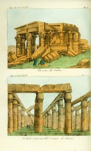 Ruinen des Tempels von Kom Ombo (Ombas), Nubien, und Ansicht des Karnak-Tempels, Luxor, Ägypten von Unbekannt