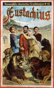 Heiliger Eustachius in der Löwengrube, Ende des 19. Jahrhunderts (Illustration) von Unbekannter Künstler