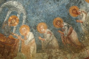 Sankt Nikolaus Kirche Fresko: Jesus mit Aposteln. Myra, Türkei von Unbekannt