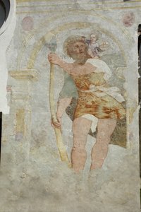 Kirche Saint Stefano a Gleris, Fresko des Heiligen Christophorus, San Vito al Tagliamento, Friaul, Italien von Benjamin Baud