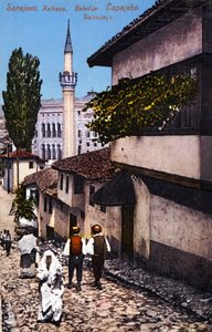 Sarajevo, Hauptstadt von Bosnien-Herzegowina Anfang des 20. Jahrhunderts (Postkarte)