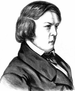 Robert Schumann, deutscher Komponist, geboren am 08.06.1810 in Zwickau, gestorben am 29.07.1856 in Endenich bei Bonn, Holzstich um 1860