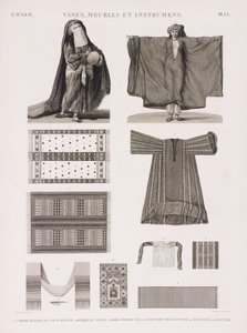 Serie von Illustrationen verschiedener Textilien