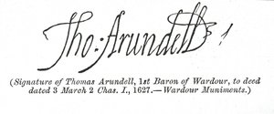 Unterschrift von Thomas Arundell von Unbekannt
