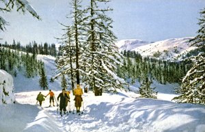 Skiwanderung an der französischen Riviera, ca. 1930 (Postkarte) von Unbekannter Künstler