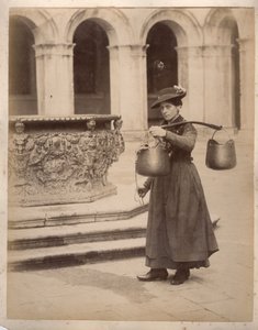 Kleine Berufe: Porträt eines Wasserträgers in der Nähe eines Brunnens. 19. Jahrhundert von Unbekannt