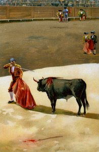 Sport. Stierkampf. Der Matador stößt das Schwert: die Estocada. Illustration, Deutschland, ca. 1920.