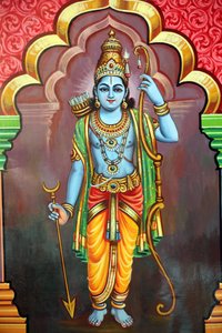 Sri Vadapathira Kaliamman Hindu-Tempel. Avatar von Vishnu. Lord Rama, 7. Inkarnation. Singapur