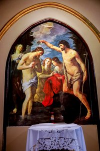 Kirche der Apostel Peter und Paul, Palermo, Sizilien, Italien. Taufe Christi, Kopie eines Gemäldes von Guido Eni aus dem Jahr 1623 (Foto) von Unbekannt