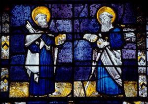 St. Peter und St. Paul, Glasfenster aus der Prioratskirche, Le Bourget du Lac, Savoyen, Frankreich von Benjamin Baud