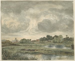 Stafford - Ferne Ansicht von Osten: Aquarellmalerei, nd [?19. Jahrhundert] von Unbekannt
