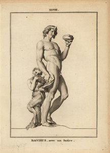Statue des Bacchus, römischer Gott des Weins, nackt mit einem Satyr