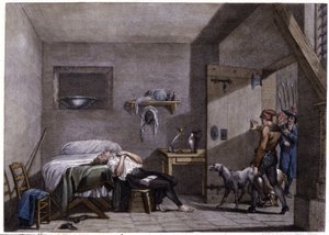 Selbstmord von Condorcet, spätes 18. Jahrhundert (Gravur) von Unbekannter Künstler