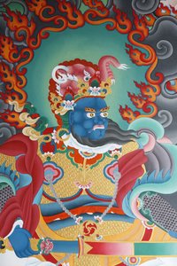 Tempelwächter, der den Süden bewacht, namens Virudhaka, Kopan-Kloster, Kathmandu, Nepal von Unbekannt