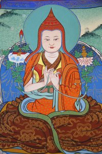 Tempel der Tausend Buddhas Dashang Kagyu Ling Kongregation. Jamgon Kongtrul Lodroe Thaye Mönch beim Beten, La Boulaye, Frankreich von Unbekannt