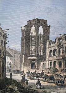 Das zerstörte Gebäude der Bibliothek in Straßburg