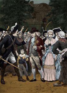 Die französische Königsfamilie auf dem Weg zur Versammlung 1792 von Unbekannter Künstler