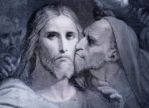 Der Kuss - Judas Iskariot küsst Jesus Christus im Garten Gethsemane, aus 