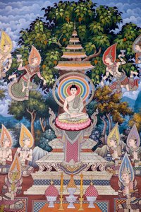 Das Leben des Buddha, Wandfresko, Wat Maniratanaram Kloster, Phnom Penh, 2022 von Unbekannter Künstler