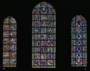 Die Passion, Die Geburt Christi und der Jessebaum (Buntglas)