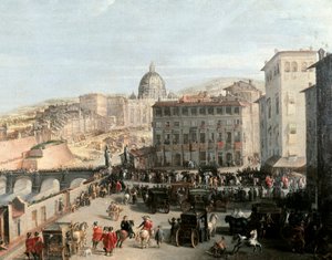 Der Zug des Papstes auf der Engelsbrücke in Rom