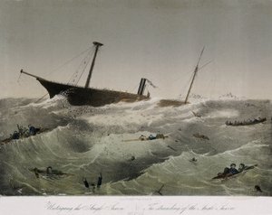 Das Scheitern des Anglo-Saxon in Neufundland (Kanada). Lithographie (34,4x43,4 cm) von F. Sala et Co von Unbekannter Künstler