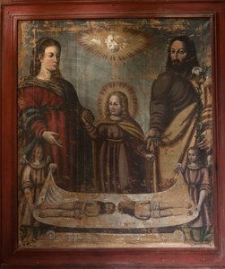 Die Pfarrkirche Sant Martí. Innenraum. Ein Gemälde. von Unbekannt