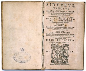 Titelseite aus Galileos Buch über astronomische Theorie