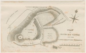 Tutbury Castle: Plan: Gravur, undatiert [ca. 1832] von Unbekannt