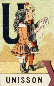 U: Einklang - Gravur aus ABCD der kleinen Mädchen. Pellerin & Cie, Drucker-Verleger, Epinal, um 1890. Serie A. Maße: 19 x 13,5 cm von Unbekannt