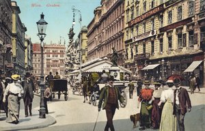 Wien, Graben - berühmte Straße im Stadtzentrum mit flanierenden Menschen von Unbekannter Künstler