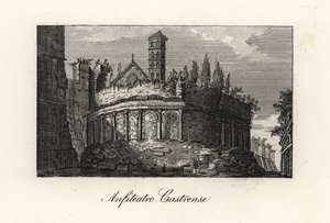 Ansicht des Amphitheatrum Castrense und der Aurelianischen Mauern, Rom von Unbekannt