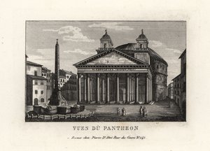 Ansicht des Pantheons mit Brunnen, Fontana del Pantheon, und Macuteo-Obelisk auf der Piazza della Rotonda, Rom von Unbekannt