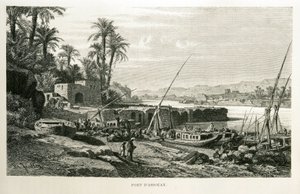 Ansicht des Hafens von Assuan in Ägypten - Illustration aus dem Atlas von Ägypten von Unknown